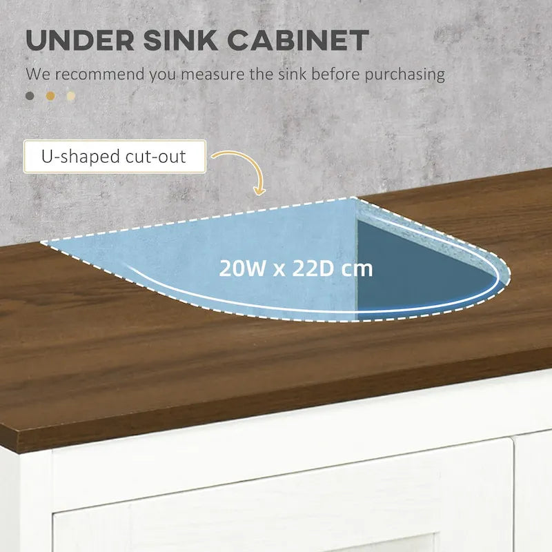 Bathroom Sink Cabinet, Floor Standing Under Sink Cabinet, Freestanding Storage Cupboard with Adjustable Shelf, Double Doors