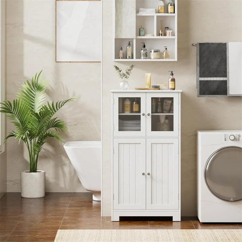 Storage Cabinet with Adjustable Shelves Glass Doors - 11.8 D x 23.6 W x 42.7 H