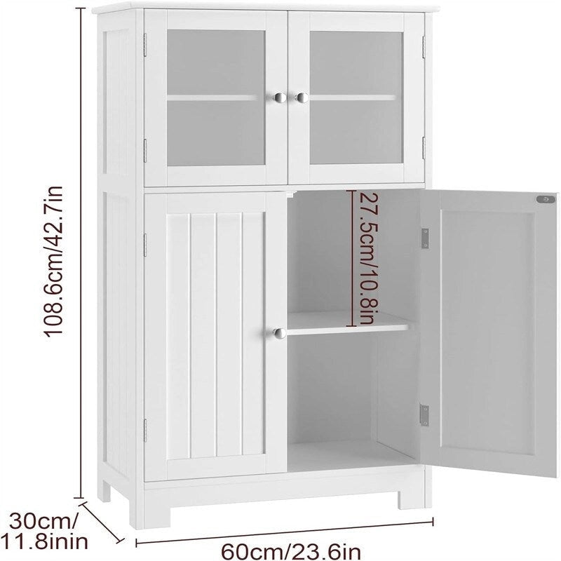 Storage Cabinet with Adjustable Shelves Glass Doors - 11.8 D x 23.6 W x 42.7 H