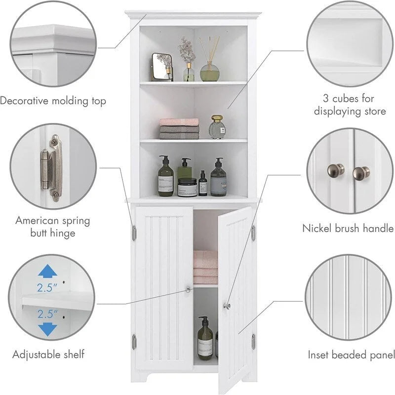 Bathroom Corner Cabinet - 13 D x 23 W x 65 H