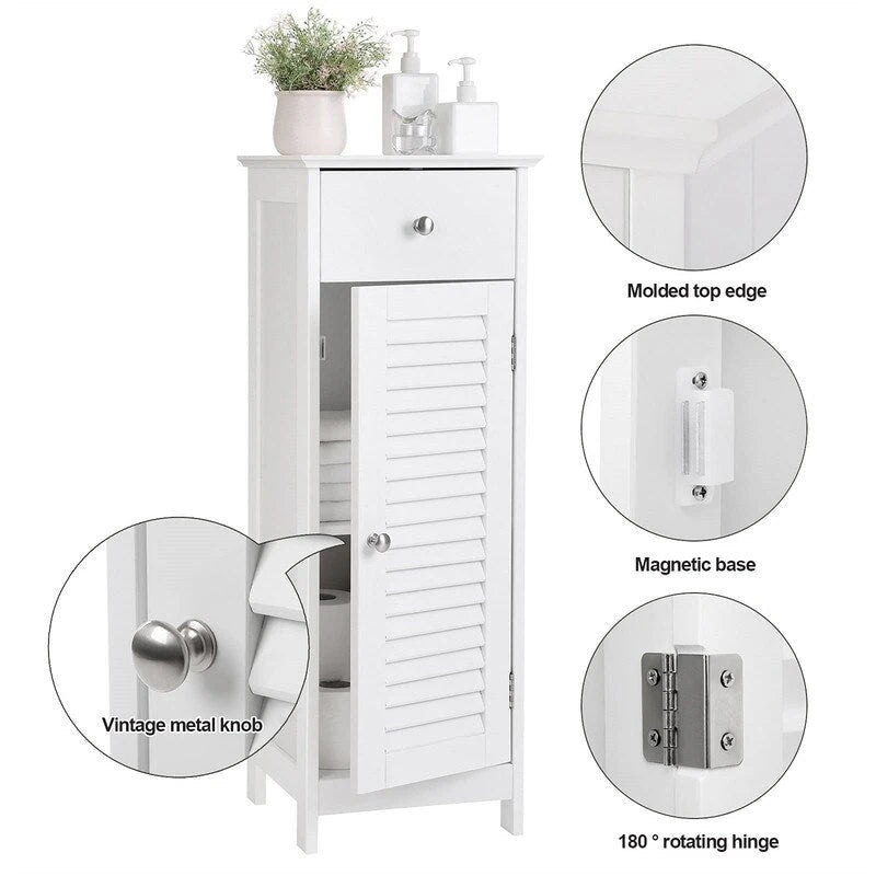 Bathroom Floor Cabinet Storage Organizer Set - 11.8 D x 12.6 W x 34.3 H