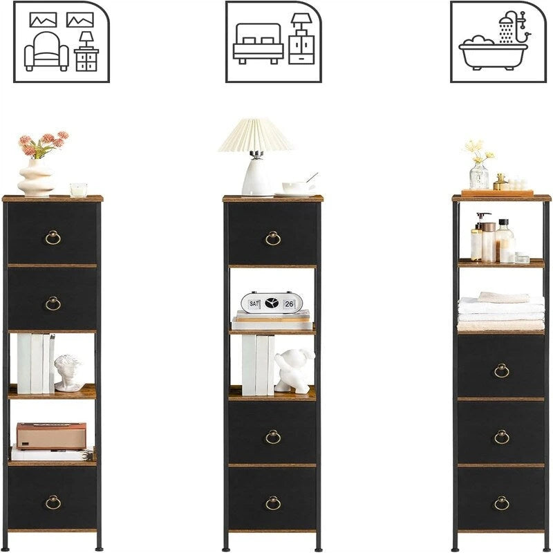 6 Tier Corner Shelf Stand with 3 Drawers - 11.8 L x 11.8 W x 55.5 H