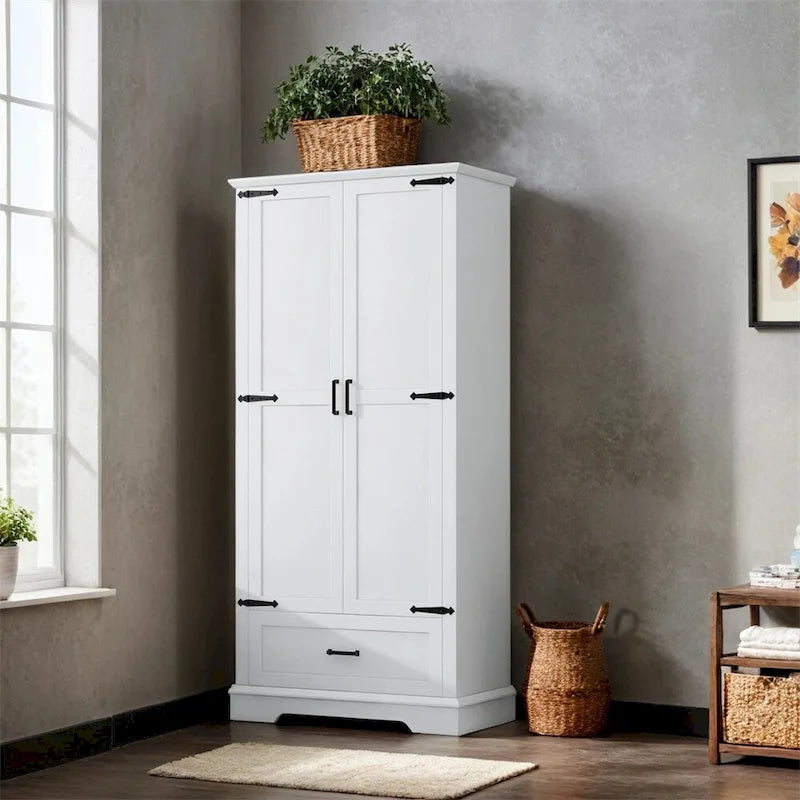Tall Bathroom Storage Cabinet,Cabinet with Two Doors and One Drawer
