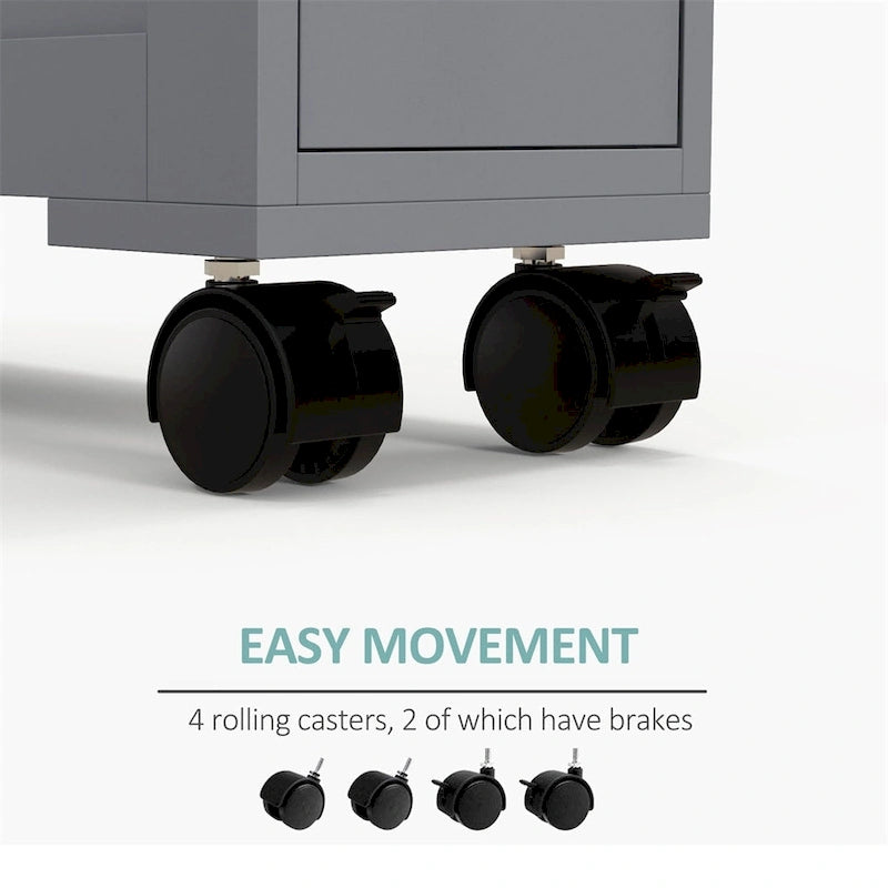 6.25 x20.5 x28.25  Wood Rolling Narrow Bathroom Side Storage Cabinet