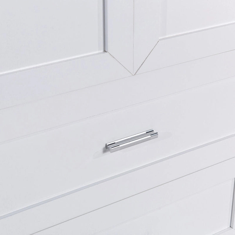 Tall Bathroom Storage Cabinet, Cabinet with Two Doors and Drawers, Adjustable Shelf, MDF Board, White